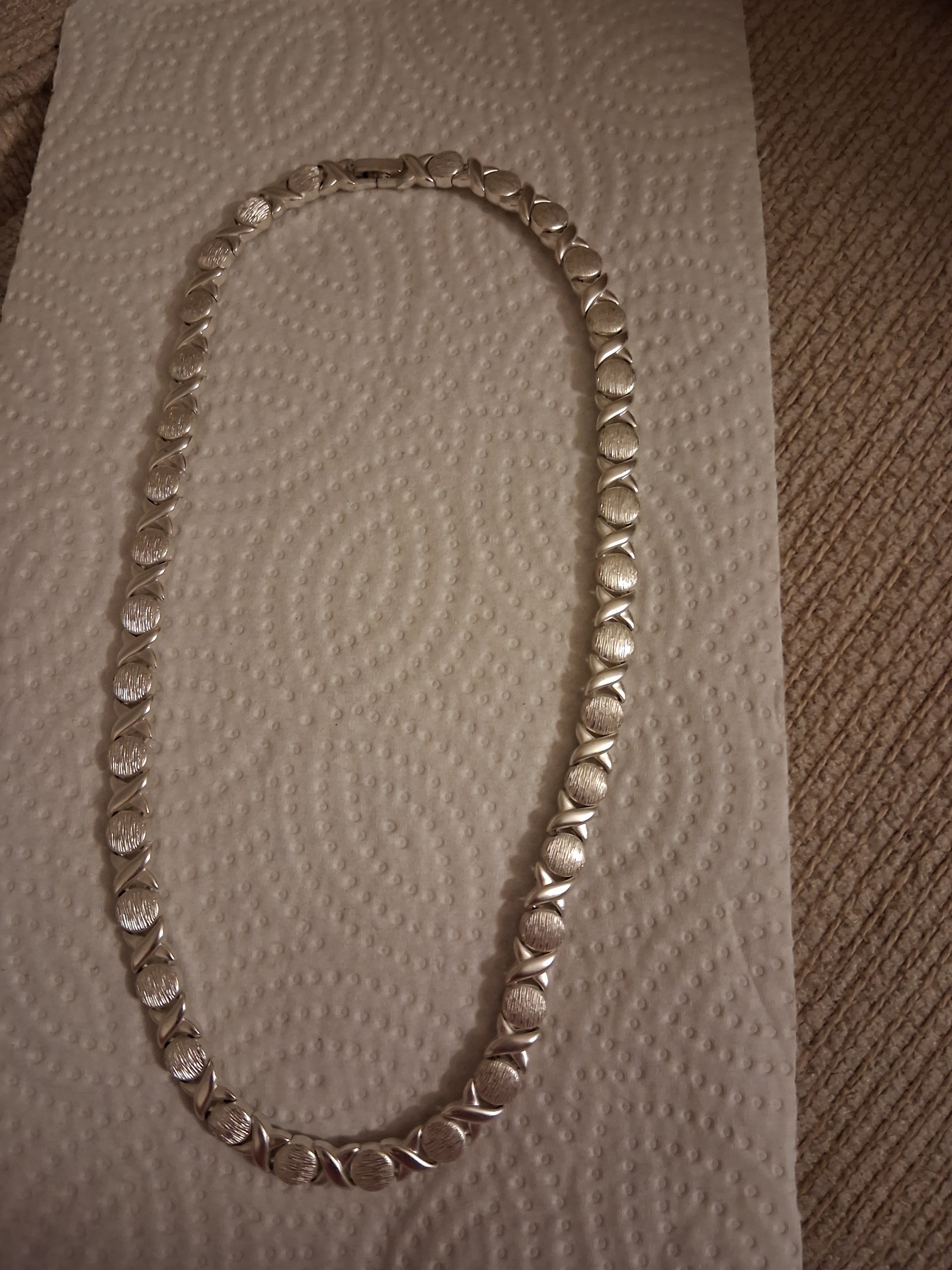 Textured Sterling Silver Link Necklace - Silver Price Is Firm